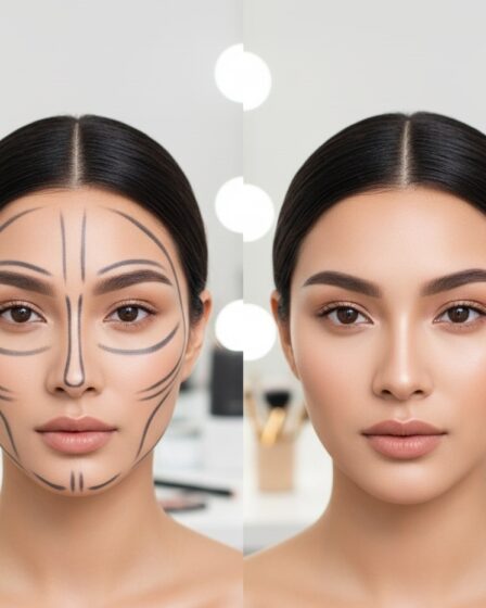 wyszczuplanie twarzy makijażem